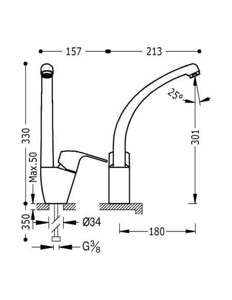 Monomando fregadero vertical K?TRES  TRES