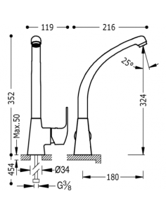 Monomando fregadero vertical K?TRES  TRES 2