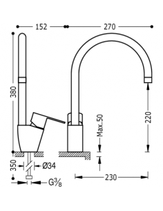 Monomando fregadero vertical BM-TRES  TRES 2
