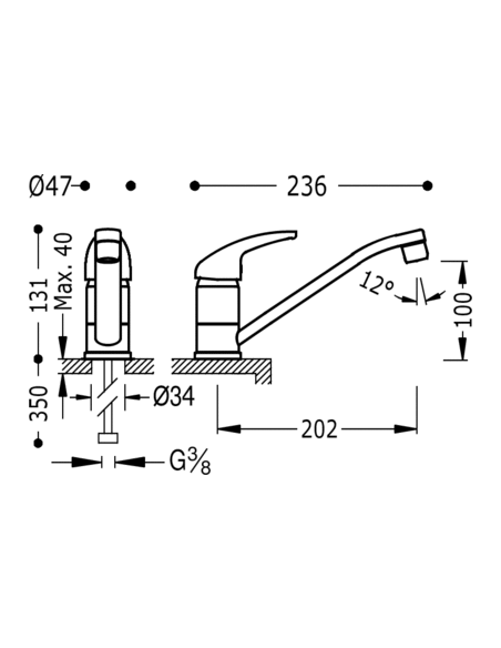 Monomando fregadero vertical BASIC  TRES