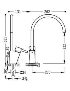 Grifo Monomando fregadero vertical ALPLUS  TRES 2