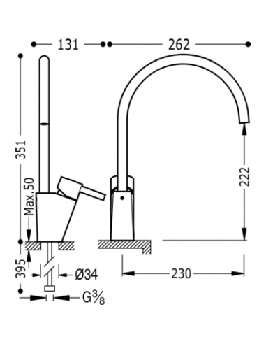 Grifo Monomando fregadero vertical ALPLUS  TRES