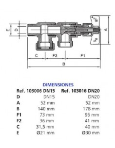 VÁLVULA DE SALIDA PARA BATERÍA CON PURGA DN 13-15-20 2