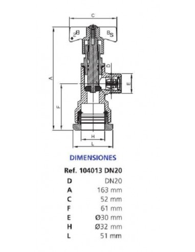 Válvula  De Salida Con Conexión A Polietileno Ø exterior 32 mm. DN 20