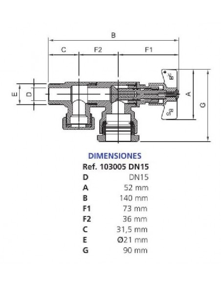 Válvula  De Salida Con Purga Conexión A Polietileno Ø exterior 25 mm. DN 13-15