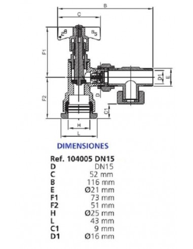 VÁLVULA DE SALIDA ACOMETIDA CON PURGA Y CONEXIÓN A P-E Ø EXT 25 DN 13-15