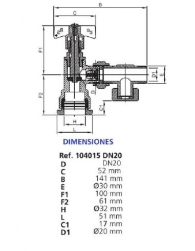 VÁLVULA DE SALIDA ACOMETIDA CON PURGA Y CONEXIÓN A P-E Ø EXT 32 DN 20