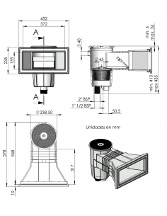 Skimmer 15 L Con Boca Ampliación Tapa Circular ABS Blanco ASTRALPOOL 2