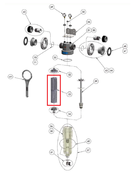SOPORTE CILINDRICO PARA TELAS FILTRANTES NW 500/650/800 SOPORTE CILINDRICO PARA TELAS FILTRANTES NW 500/650/800