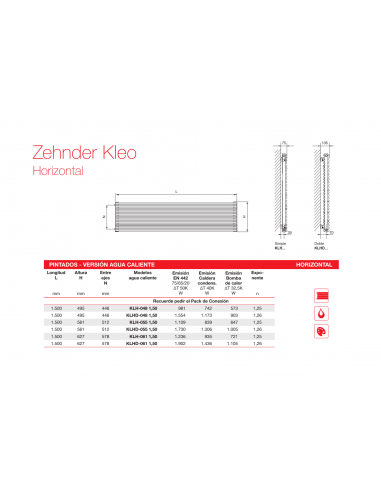 Radiador Decorativo Zehnder Kleo Horizontal Doble