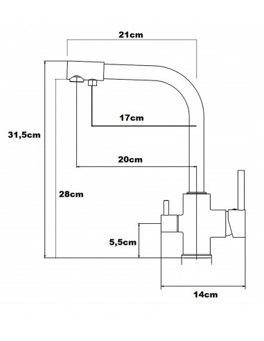 Torneira de cozinha modelo AFRODITA para sistema de osmose