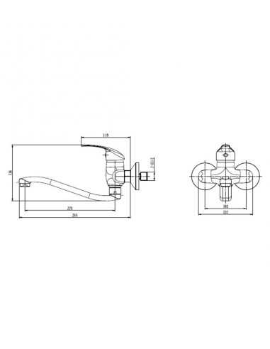 Miscelatore Cucina A Parete Con Bocca Bassa