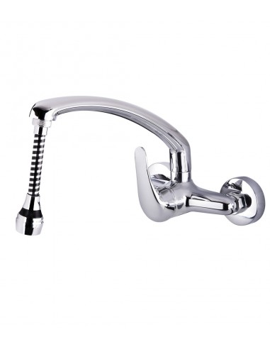 Torneira misturadora de cozinha montada na parede com bico alto