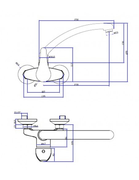 Wall Mounted Kitchen Mixer Tap With High Spout