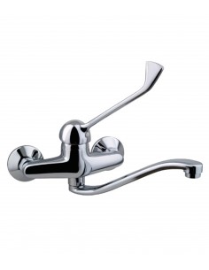 Medical faucet to wall and low spout