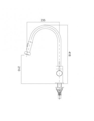 Medidas Grifo Monomando Para Fregadero Con Ducha Extraíble FORTUNA