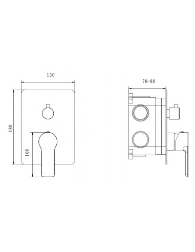 Square wall shower set Arcobañ delta