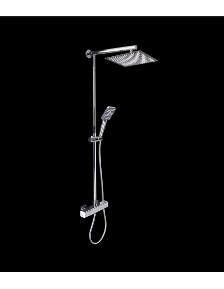 Columna Ducha Con Rociador Cuadrado Modelo NORTE y grifería Termostática CAPRICORNIO Columna Ducha Con Rociador Cuadrado Modelo NORTE y grifería Termostática CAPRICORNIO