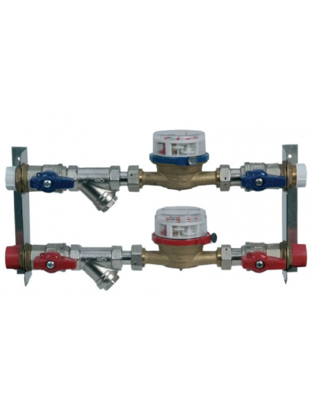 KIT CONTABILIZACIÓN AGUA FRIA Y CALIENTE CON ANCLAJE Y FILTROS