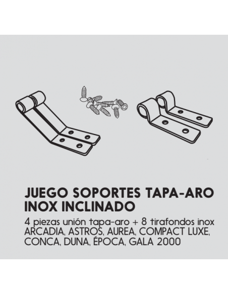 Conjunto de Suportes Inox de Cobertura de Gancho Inclinado