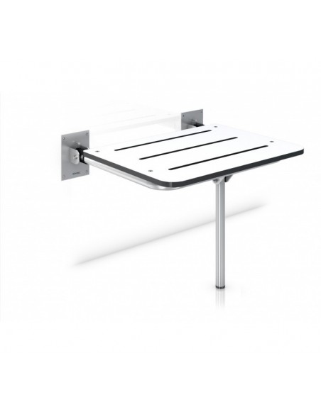 Swing shower seat with support leg - phenolic Swing shower seat with support leg - phenolic