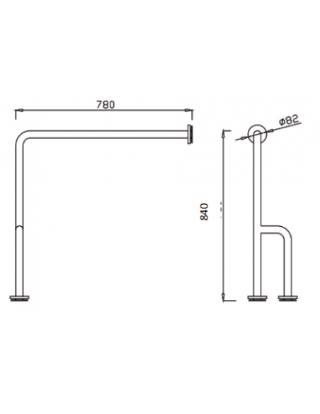 Barre de support en acier 90º Mur-Plancher Avec 2 Ancrages