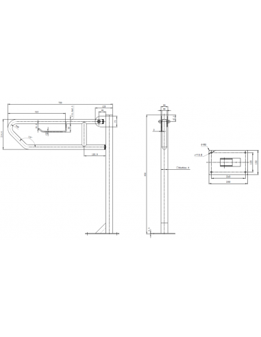 Folding Foot Bar 800 mm. With Steel Roll Holder Support