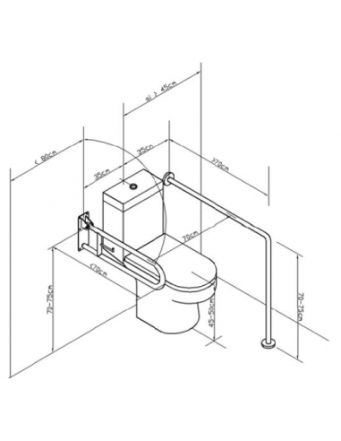 Steel support bar 90º Wall-floor with 2 anchors