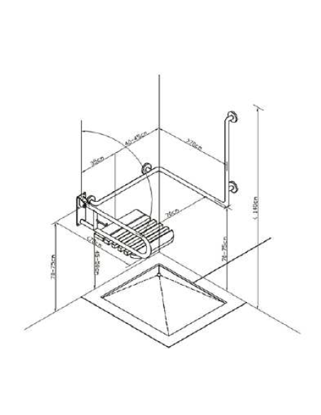 ASIENTO DE DUCHA ABATIBLE DE ACERO CON PATA DE APOYO