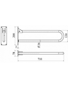 BARRA ABATIBLE 700 MM. EN ACERO ACABADO EN NYLON CON BASE EN INOX. 2