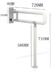 Barra abatible nylon con pata a suelo 700 mm. base inox 2