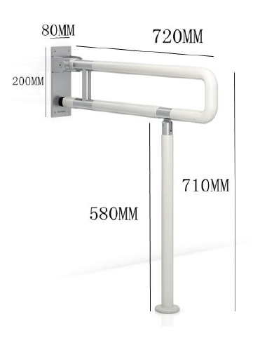 Barra abatible nylon con pata a suelo 700 mm. base inox
