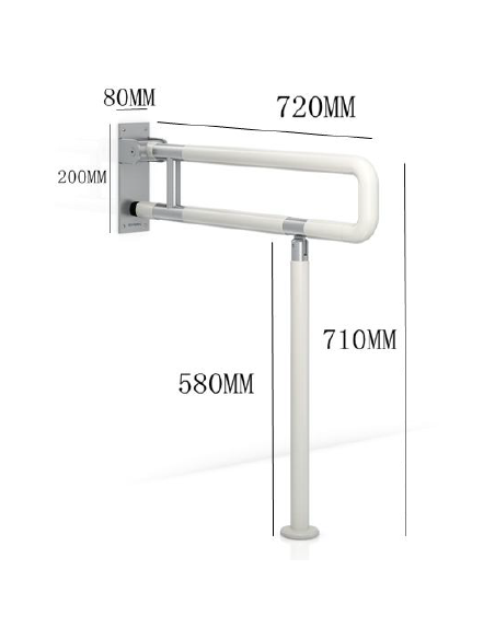 Barra abatible nylon con pata a suelo 700 mm. base inox Barra abatible nylon con pata a suelo 700 mm. base inox