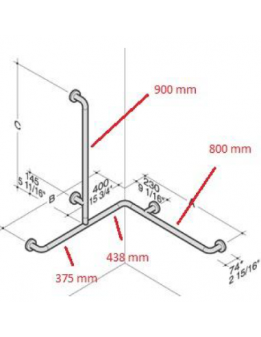 Barra Soporte Ducha Nylon 3 Brazos