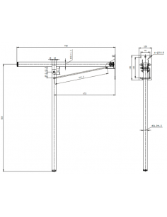 BARRA ABATIBLE 800 MM. CON PATA DE APOYO A SUELO 2