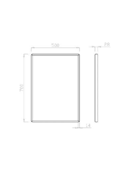 Miroir fixe avec cadre en acier inoxydable GENWEC