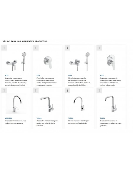 Recambio original Cartucho R37 T + 2 Tuercas + Llave AG0077807R ROCA