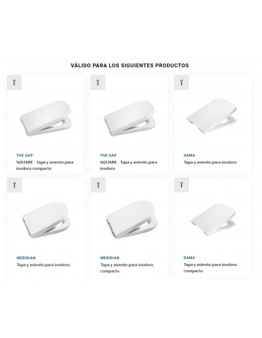 Jeu de charnières en acier originales pour abattant de toilettes MERIDIAN-N/DAMA/THE GAP ROCA