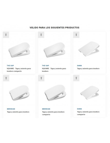 Jeu de charnières en acier originales pour abattant de toilettes MERIDIAN-N/DAMA/THE GAP ROCA