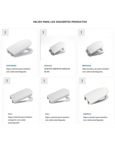 Set originale di cerniere a caduta imbottite per coperchio WC ROCA