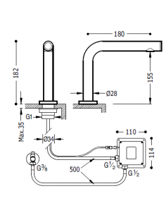 Electronic Faucet For 1 Water Basin TOUCH - TRES 2
