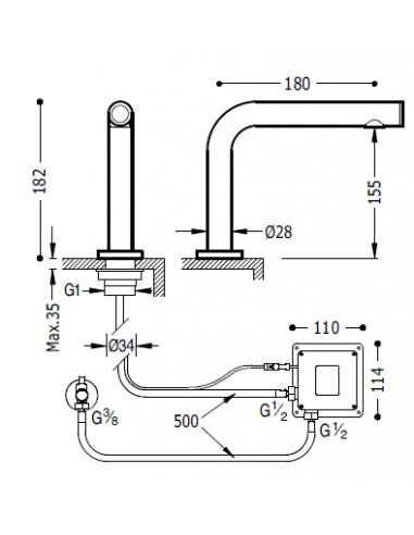 Robinet Électronique Pour 1 Bassin D'eau TOUCH - TRES
