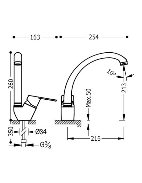 Rubinetto Miscelatore Lavello Verticale - BIMAX TRES