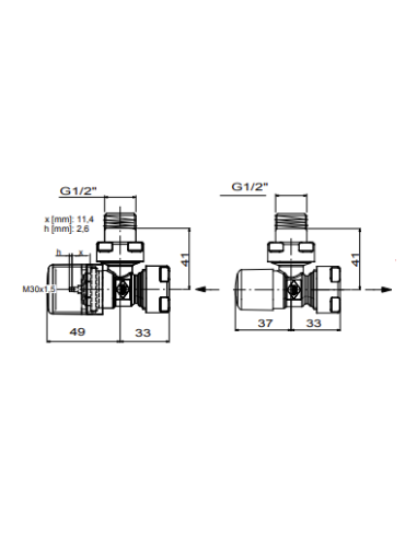 Kit Basic (valve set + square lockshield and adapters)