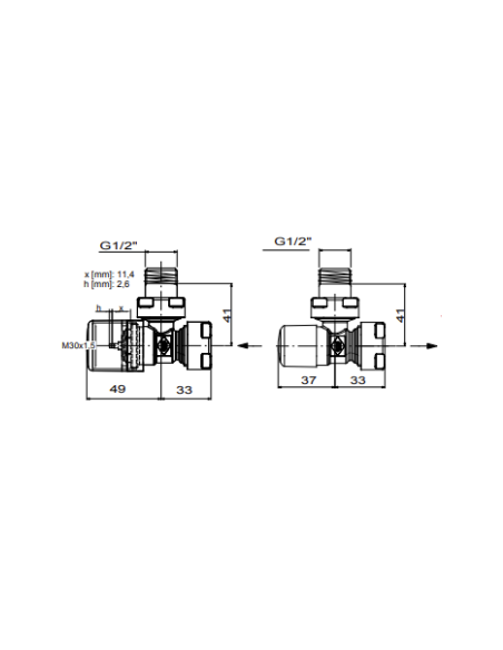 Kit Basic (valve set + square lockshield and adapters)