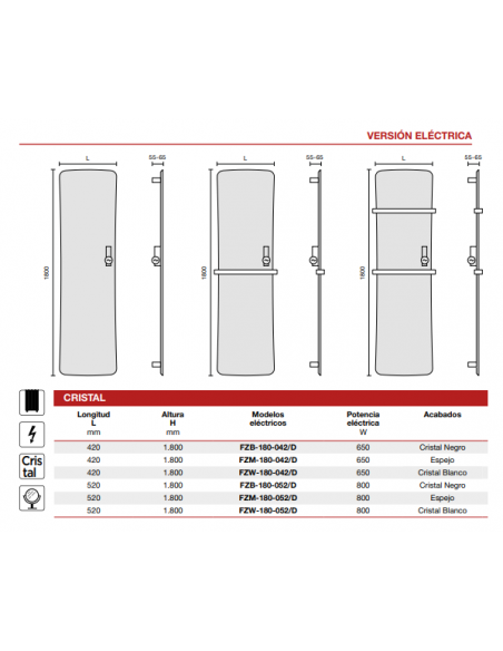 Radiateur électrique décoratif ZEHNDER FOLIO GLASS Radiateur électrique décoratif ZEHNDER FOLIO GLASS