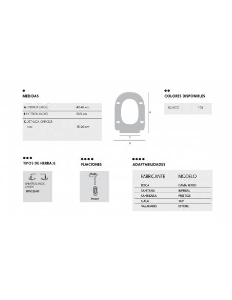 SEDILE COPRIWATER COMPATIBILE ROCA DAMA RETRO DUROPLAST-INOX