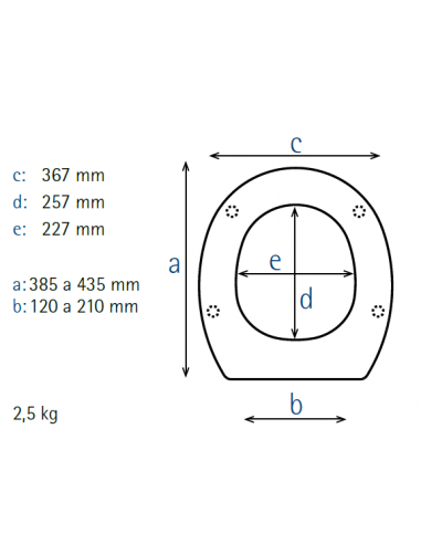 SELLES ROYAN (between centers 20-22 cm.) Soft Close Toilet Seat