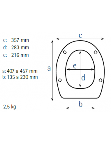 SELLES ROYAN (between centers 15,5-16 cm.) Soft Close Toilet Seat Made to Measure