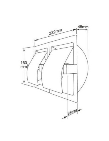 Suporte para rolo de papel higiênico embutido 2 rolos INOX 304 Brilhante GENWEC
